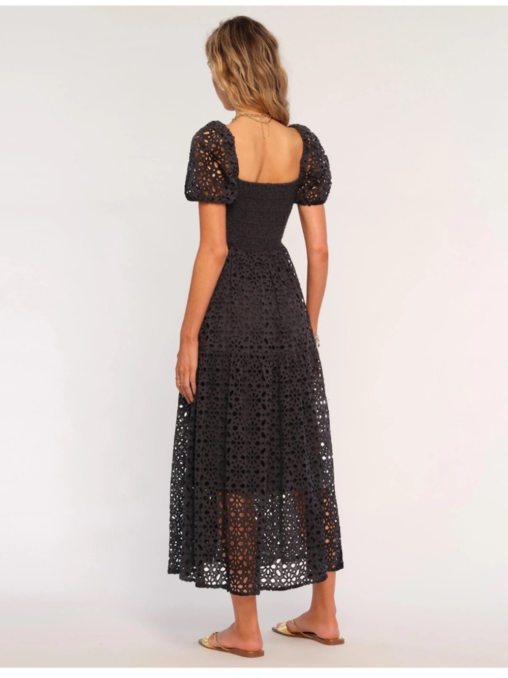 Luisa Heartloom Sarella Black Eyelet Midi Dress